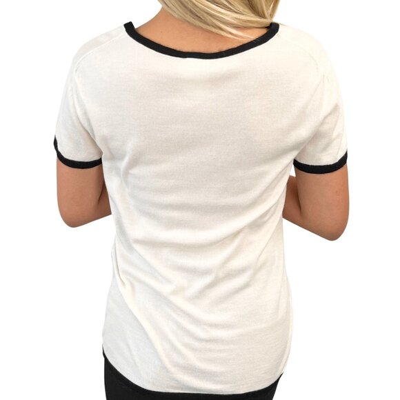 CHANEL Vintage 06C CC Mark Logo Knit Top #42 Pocket Pullover Cream [105386] - Picture 4 of 12